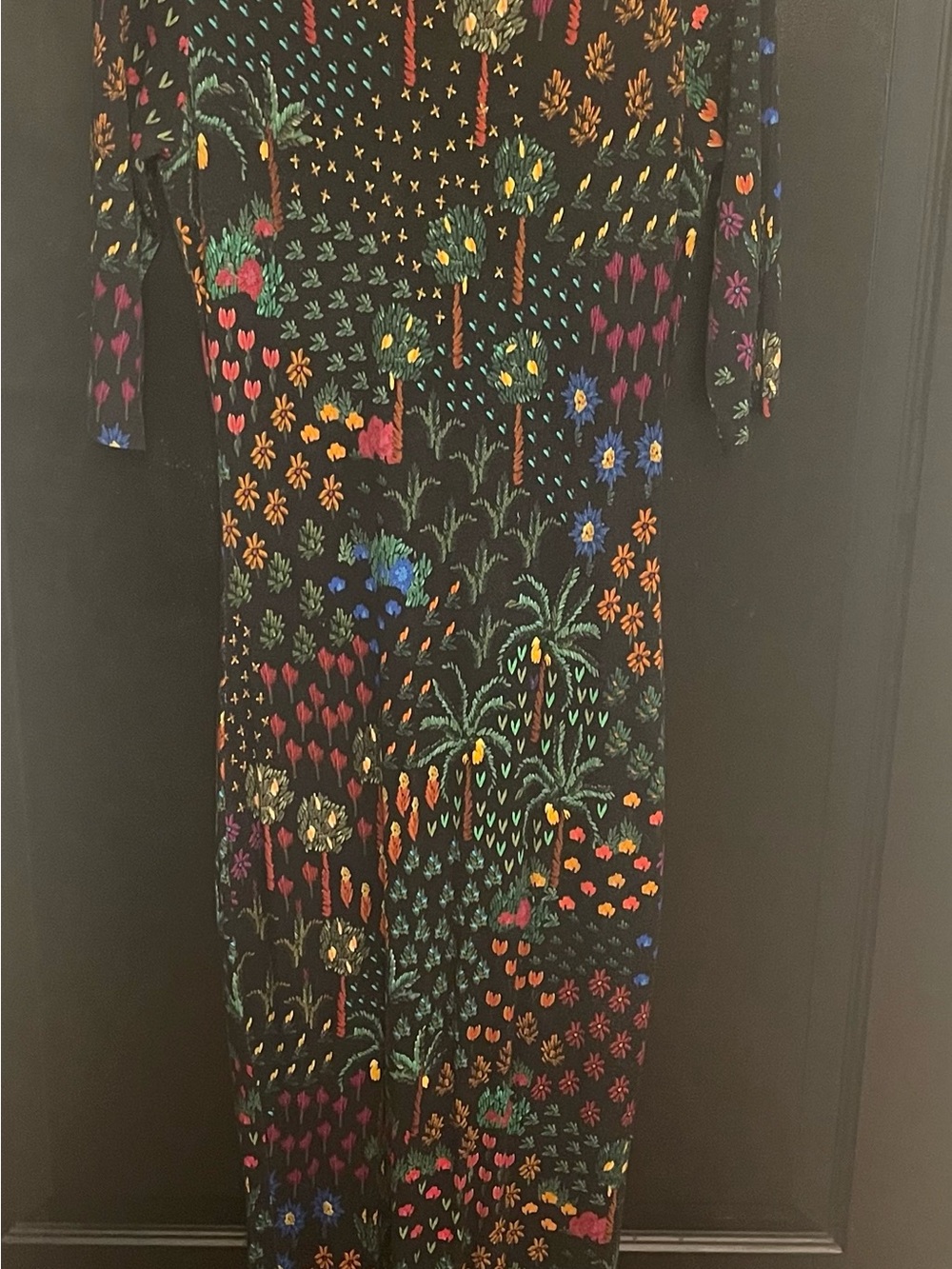 FARM Rio Black Multicolor Botanical Print Midi Dress - Picture 4 of 5